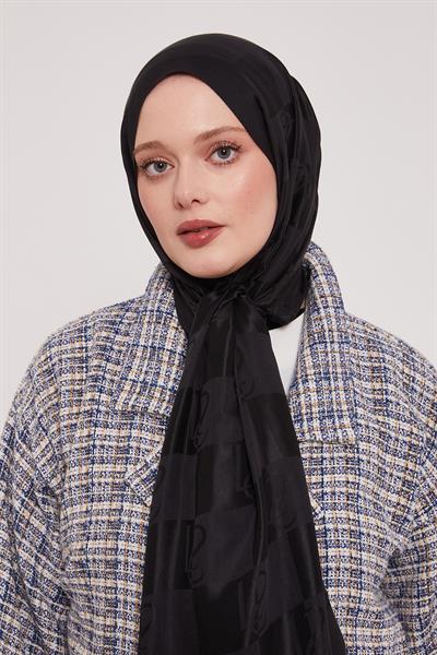 Lyocell Naia Jakarlı Şal | Sonsuz Siyah