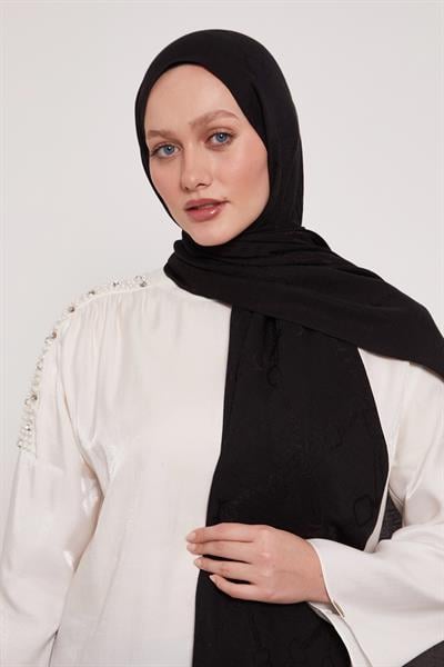 Lyocell Naia Jakarlı Şal | Sonsuz Siyah