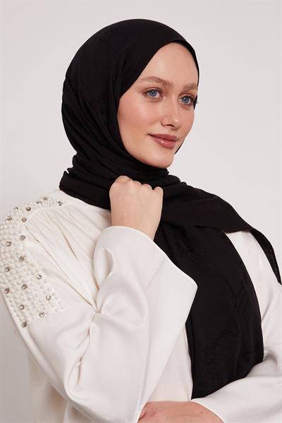 Lyocell Naia Jakarlı Şal | Sonsuz Siyah