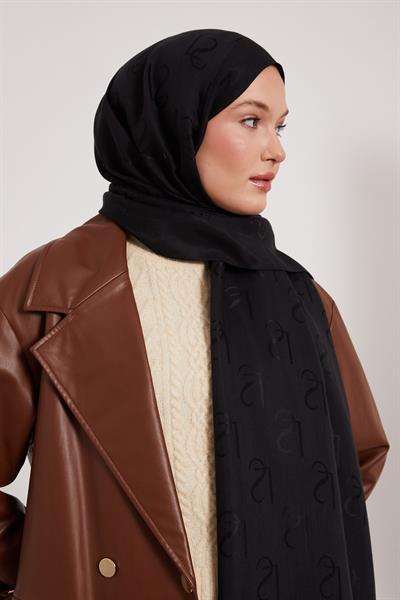 Lyocell Naia Jakarlı Şal | Sonsuz Siyah