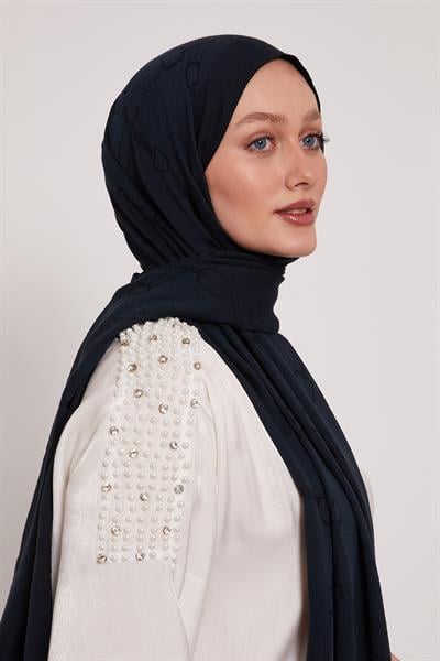 Lyocell Naia Jakarlı Şal | Yağmur Laciverti