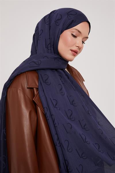 Lyocell Naia Jakarlı Şal | Yağmur Laciverti