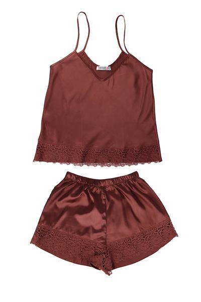 WOMENS SATIN SHORTS SET