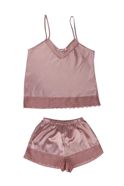 WOMENS SATIN SHORTS SET