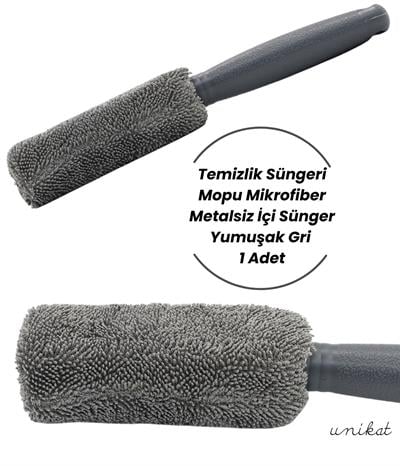 BAYİ ÜRÜNÜ Jant Ve Egzoz Temizlik Süngeri Mopu Mikrofiber Metalsiz İçi Sünger Yumuşak Gri 1 Adet