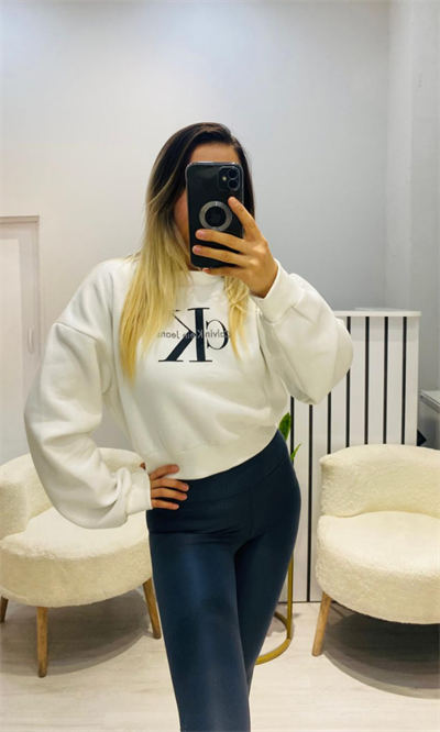 Calvin Klein Baskılı Şardonlu Sweat Beyaz