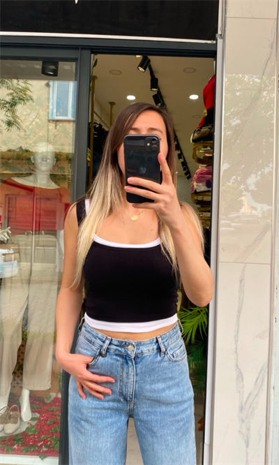 Kaşkorse Fitilli Crop Atlet - Siyah