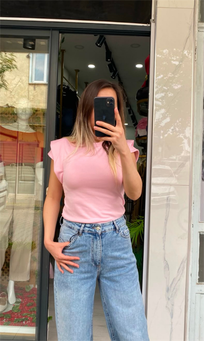Kol Detaylı Modal Bluz -Pembe