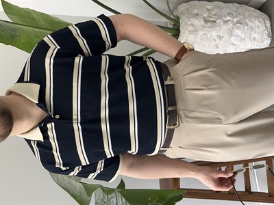 Basic Lacivert  Çizgili Polo Tişört 