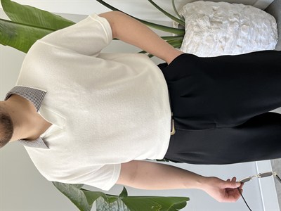 Basic Polo Yaka Beyaz  Tişört 