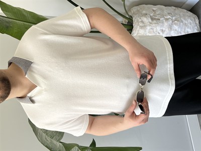 Basic Polo Yaka Beyaz  Tişört 
