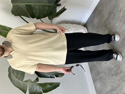Basic Polo Yaka Krem   Tişört 