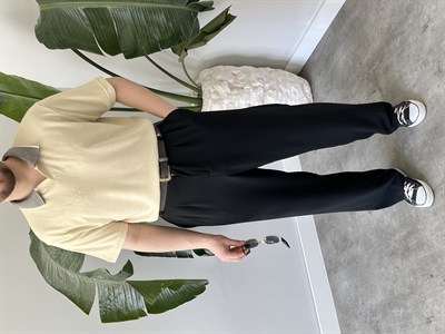 Basic Polo Yaka Krem   Tişört 