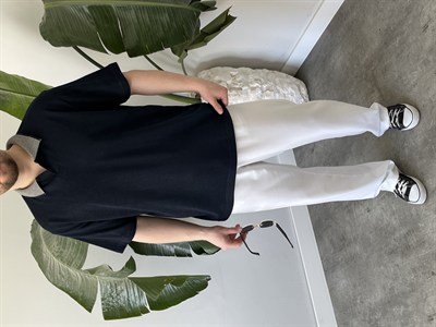 Basic Polo Yaka Lacivert Tişört 