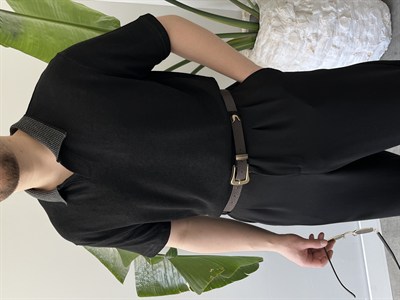 Basic Polo Yaka Siyah   Tişört 