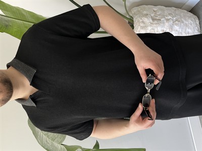 Basic Polo Yaka Siyah   Tişört 