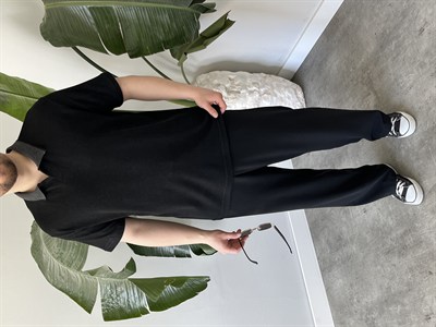 Basic Polo Yaka Siyah   Tişört 