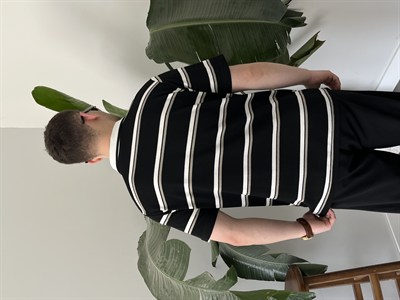 Basic Siyah Çizgili Polo Tişört 