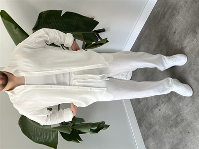 Beyaz Serra Keten Oversize Takım