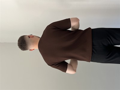 Bisiklet Yaka Örgü .Desen Triko Tshirt Acı Kahve