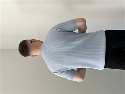 Bisiklet Yaka Örgü .Desen Triko Tshirt Bebe Mavi