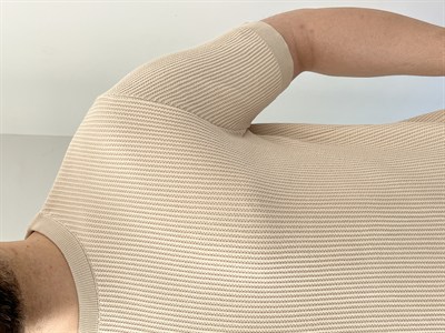 Bisiklet Yaka Örgü .Desen Triko Tshirt Krem