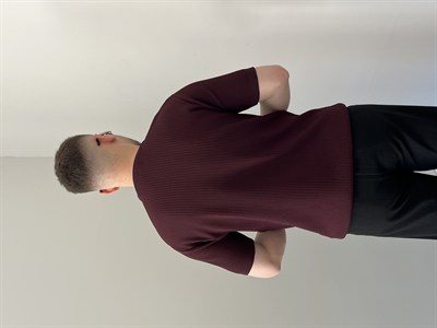 Bisiklet Yaka Örgü .Desen Triko Tshirt Bordo