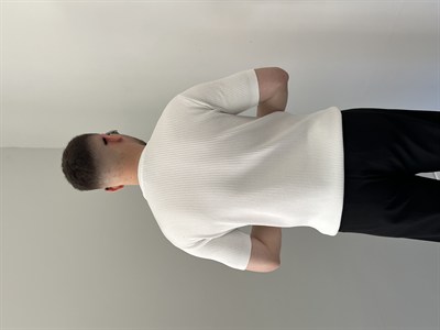 Bisiklet Yaka Örgü .Desen Triko Tshirt Beyaz