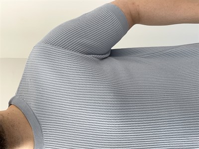 Bisiklet Yaka Örgü .Desen Triko Tshirt Bebe Mavi