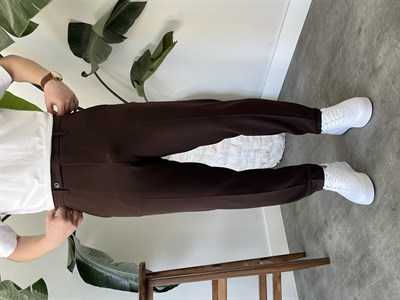 Boyfriend Kahverengi Kumaş Pantolon