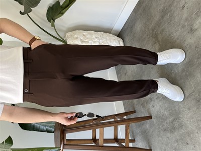 Boyfriend Kahverengi Kumaş Pantolon