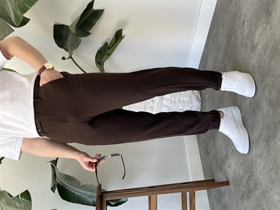 Boyfriend Kahverengi Kumaş Pantolon