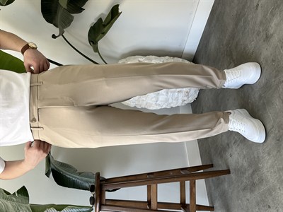 Boyfriend Krem  Kumaş Pantolon