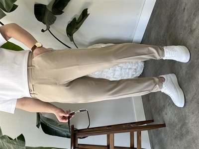 Boyfriend Krem  Kumaş Pantolon