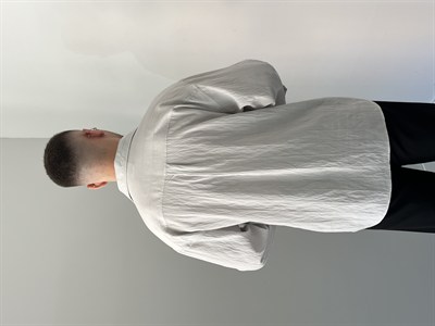 Çizgili Oversize Gömlek Taş Gri