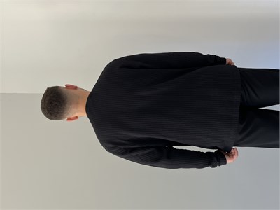 Düğmeli Fitilli İnce Sweatshirt Siyah