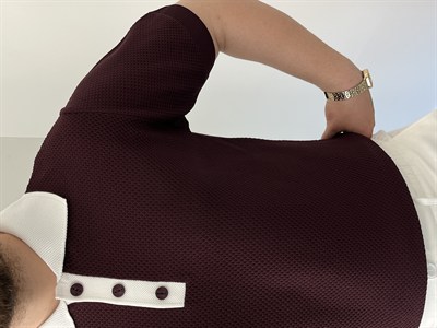 Düğmeli Polo Yaka Triko Tshirt Bordo