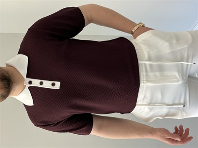 Düğmeli Polo Yaka Triko Tshirt Bordo