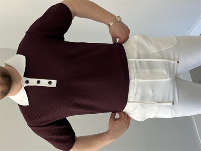 Düğmeli Polo Yaka Triko Tshirt Bordo