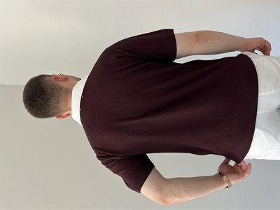 Düğmeli Polo Yaka Triko Tshirt Bordo