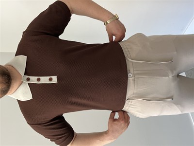 Düğmeli Polo Yaka Triko Tshirt Kahve