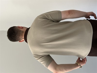Düğmeli Polo Yaka Triko Tshirt Krem