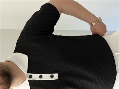 Düğmeli Polo Yaka Triko Tshirt Siyah