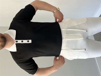 Düğmeli Polo Yaka Triko Tshirt Siyah