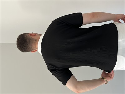 Düğmeli Polo Yaka Triko Tshirt Siyah