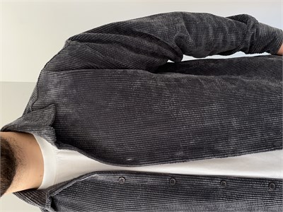 Fitilli Kadife Kumaş Alt Üst Takım Gömlek Pantolon Füme