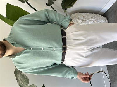 Giesto Fresh Keten Gömlek Mint Yeşili