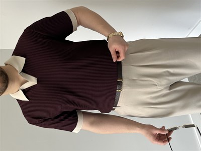 Hemşire Yaka Triko Bordo