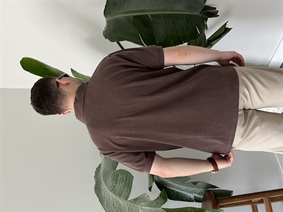Kahverengi Modal Kumaş Basic Tişört 