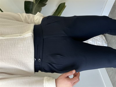 Kemer Detaylı Kumaş Pantolon Lacivert